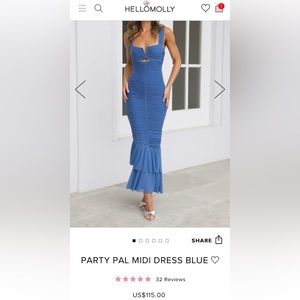 Hello Molly - Party Pal Midi Dress Blue Size L